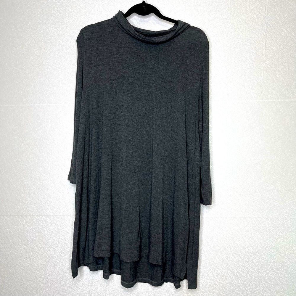 Susana Monaco Cowl Neck Side Slit Jersey Tunic Top Grey M